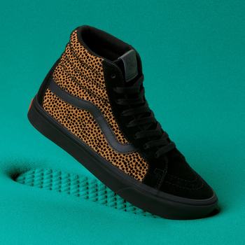 Vans Tiny Cheetah ComfyCush Sk8-Hi Reissue - Naisten Korkeavartiset tennarit - Mustat